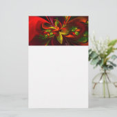 赤モダン緑フローラ抽象芸術アートパターン#05 便箋 (スタンド正面)