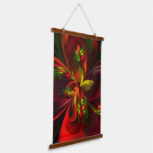 赤モダン緑フローラ抽象芸術アートパターン#05 吊り下げ型タペストリー (傾斜あり)