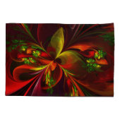 赤モダン緑フローラ抽象芸術アートパターン#05 枕カバー (裏面)