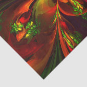 赤モダン緑フローラ抽象芸術アートパターン#05 薄葉紙 (詳細)