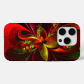 赤モダン緑フローラ抽象芸術アートパターン#05 Case-Mate iPhoneケース (裏面 (横))