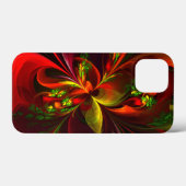 赤モダン緑フローラ抽象芸術アートパターン#05 Case-Mate iPhoneケース (裏面 (横))