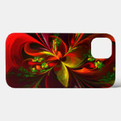 赤モダン緑フローラ抽象芸術アートパターン#05 Case-Mate iPhoneケース (裏面 (横))
