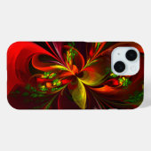 赤モダン緑フローラ抽象芸術アートパターン#05 Case-Mate iPhoneケース (裏面 (横))