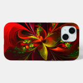 赤モダン緑フローラ抽象芸術アートパターン#05 Case-Mate iPhoneケース (裏面 (横))