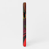 赤モダン緑フローラ抽象芸術アートパターン#05 iPhoneケース (右側)