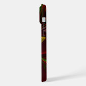 赤モダン緑フローラ抽象芸術アートパターン#05 iPhoneケース (左側面)