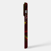 赤モダン緑フローラ抽象芸術アートパターン#05 iPhoneケース (左側面)