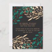 赤モダン緑金ゴールドホリーベリー葉クリスマス 招待状 (裏面)