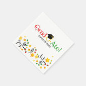 赤モダン緑黄色卒業生 スタンダードカクテルナプキン (角)