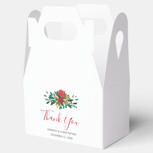 赤モダン緑&金ゴールドクリスマスフローラありがとう フェイバーボックス (オープン)