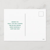 赤モダン緑&金ゴールドクリスマスフローラ シーズンポストカード (裏面)