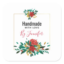 赤モダン緑&金ゴールドクリスマスフローラ