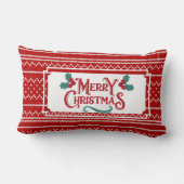 赤モダン編み物シームレスパターンクリスマス ランバークッション (裏面)