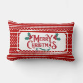 赤モダン編み物シームレスパターンクリスマス ランバークッション (正面)