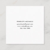 赤モダン背景の白黒フローラ スクエア名刺 (裏面)