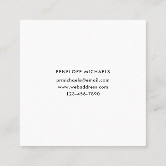 赤モダン背景の白黒フローラ スクエア名刺 (裏面)