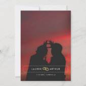 赤モダン色のミニマルシック結婚写真 セーブザデート (裏面)