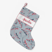 赤モダン色の果実イラストレーション模様 スモールクリスマスストッキング (正面 (吊り時))