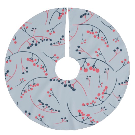 赤モダン色の果実イラストレーション模様 ブラッシュドポリエステルツリースカート (正面)