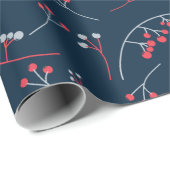 赤モダン色の果実イラストレーション模様 ラッピングペーパー (ロールコーナー)