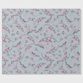 赤モダン色の果実イラストレーション模様 ラッピングペーパー (フラット)