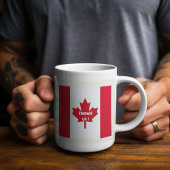 赤モダン色の白「私のカナダは肘を上げる」 コーヒーマグカップ