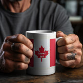 赤モダン色の白「私のカナダは肘を上げる」 コーヒーマグカップ