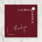 赤モダン色の超ミニマルシック結婚写真 フェイバータグ (裏面)