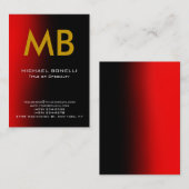 赤モダン色イエローモノグラム名刺 名刺 (正面/裏面)