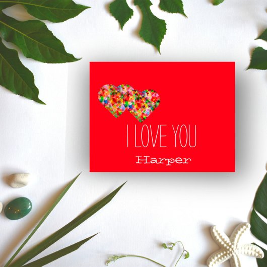 赤モダン色ハート シーズンポストカード