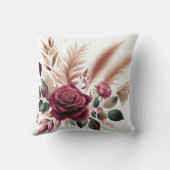 赤モダン色バラの花 クッション (裏面)