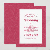 赤モダン色パター結婚ン婚約 セーブザデート (正面/裏面)