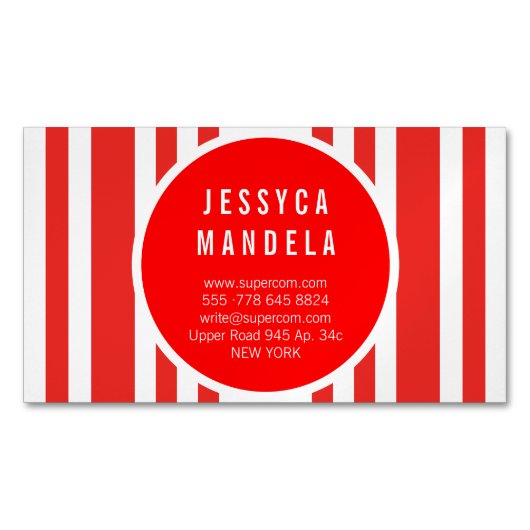 赤モダン色 マグネット名刺 (正面)