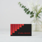 赤モダン色、黒の縦型ストライプ出版社 名刺 (スタンド正面)