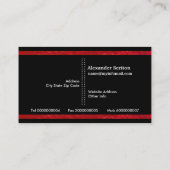 赤モダン色、黒の縦変換ストライプ装置 名刺 (裏面)