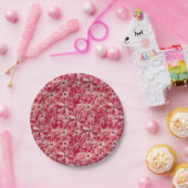 赤モダン花水彩花模様 ペーパープレート (パーティー)