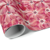 赤モダン花水彩花模様 ラッピングペーパー (ロールコーナー)