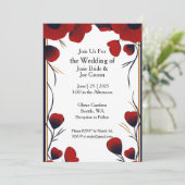 赤モダン花結婚式招待状 招待状 (スタンド正面)