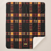 赤モダン茶はっきりした黄モノグラム シェルパブランケット (正面)