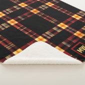 赤モダン茶はっきりした黄モノグラム シェルパブランケット (3/4)