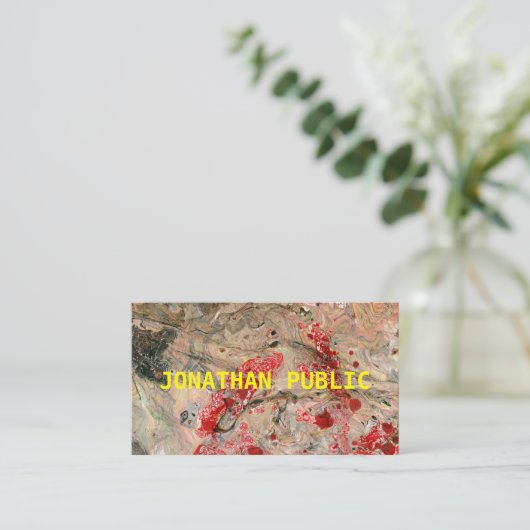 赤モダン茶色抽象芸術テンプレートプロフェッショナル 名刺 (スタンド正面)