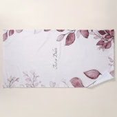 赤モダン葉ビーチタオル ビーチタオル (正面)