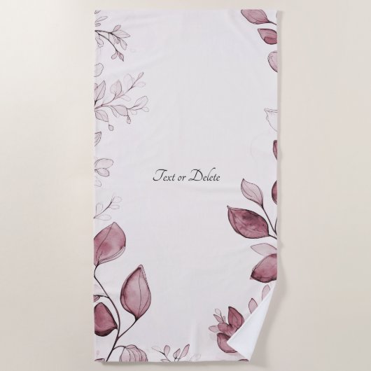 赤モダン葉ビーチタオル ビーチタオル (正面)