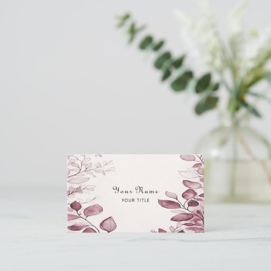 赤モダン葉名刺 名刺 (スタンド正面)