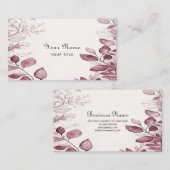 赤モダン葉名刺 名刺 (正面/裏面)