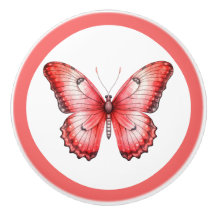 赤モダン蝶かわいらし女の子の引き出しノブ