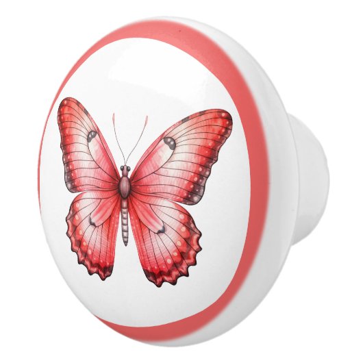 赤モダン蝶かわいらし女の子の引き出しノブ セラミックノブ (右)
