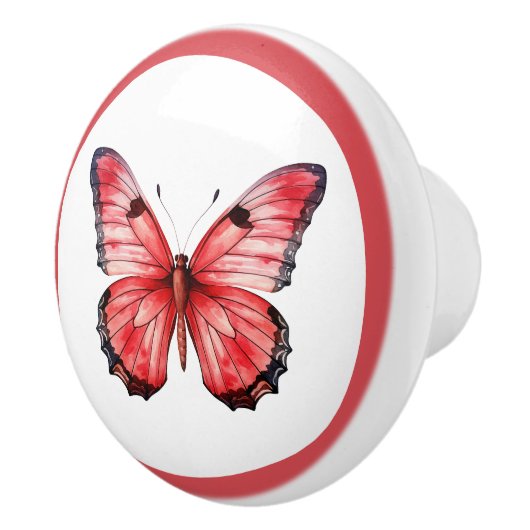 赤モダン蝶かわいらし女の子の引き出しノブ セラミックノブ (右)