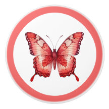 赤モダン蝶かわいらし女の子の引き出しノブ